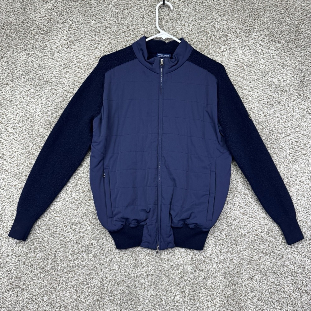 Peter‎ Millar Merge Hybrid Jacket Men's Large Medium Navy Blue Wool Quilted Golf